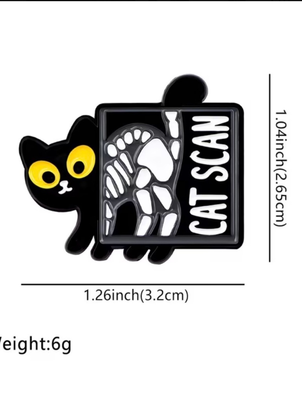 Black Cat Scan Enamel Pin - 'Cat Scan' - Picture 4 of 4